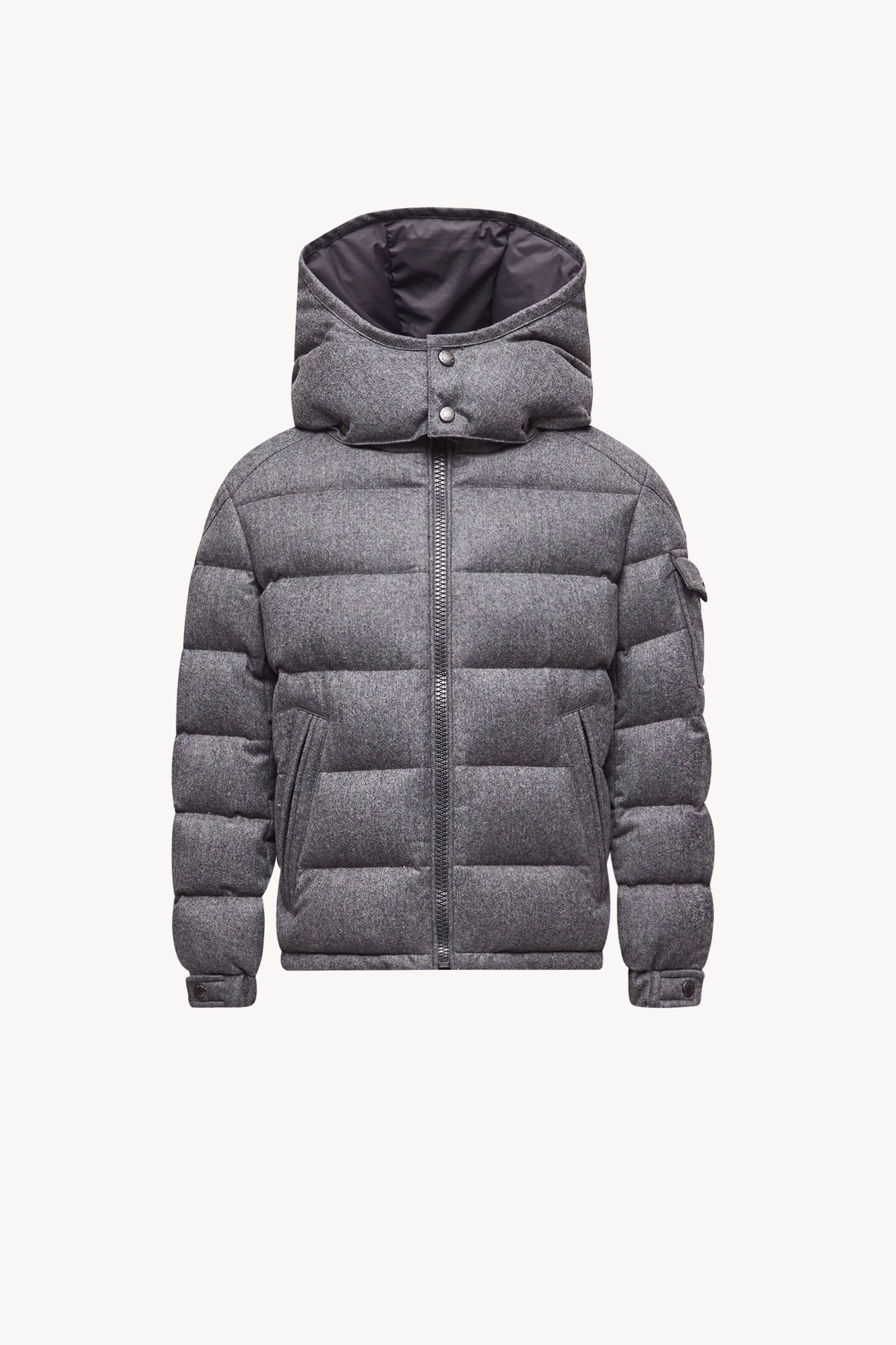 Montgenevre Hooded Wool Down Jacket Boy Dark Grey Moncler 0